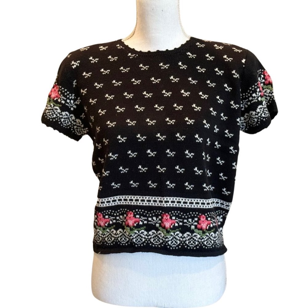 Vintage Components by Susan Bristol Sweater Fair Isle Fairy Cottage Core Sz 38